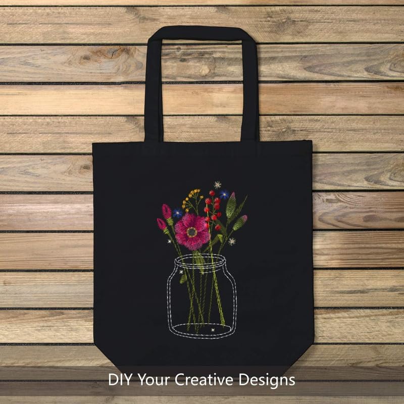 Metsi Canvas Tote Bag for Women, Plain Cotton Reusable Washable Tote Bag for Custom Painting and DIY Craft, Groceries Shopping Beach School Gym Gifts, Eco Friendly Blank Canvas Bag - Pack of 12, Black