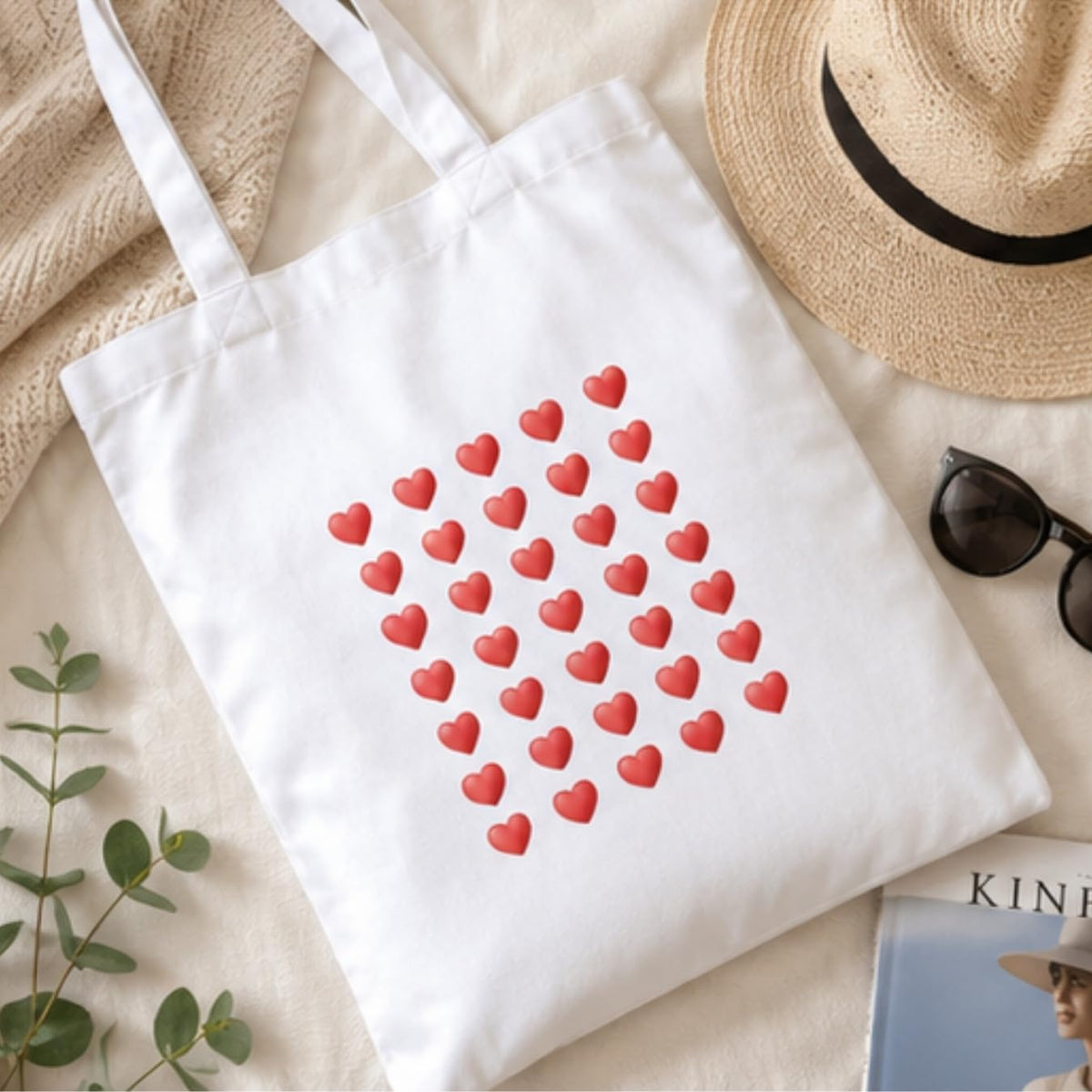 Adorvue Premium Reusable Minimal Heart Art Printed Tote Bag Stylish Eco-Friendly Cotton Handbags, Canvas Bags for College, Shopping, Office, Travel, Grocery Runs, Beach Day and Casual Outing Pack of 2