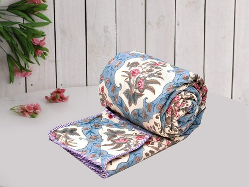 3-Layered Pure Cotton Reversible Dohar for Single Bed 60 x 90 Inches | Super Soft Lightweight AC Blanket/Quilt | All-Season Comfort & Washable Printed Cotton Dohar (Pack of 2) - Design 1 Kafalo