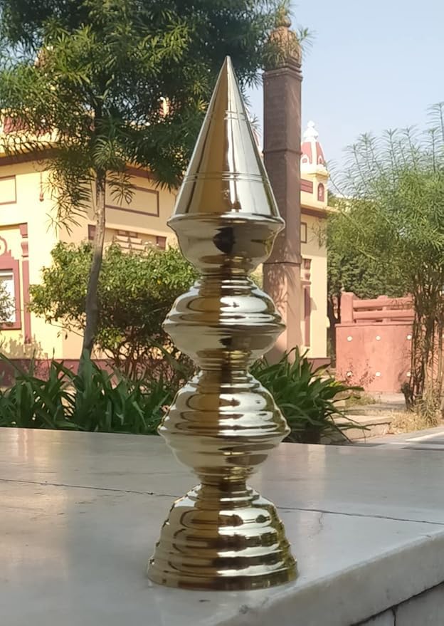 SHRIJIMATHURA Temple Kalash Pure Brass Orginal Vrindawani 4 Steps Superior Brass Gold Plated Version with lekar Coating