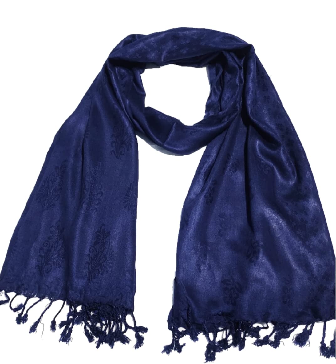 Saba Fashion Women Viscose Jaqurd Scarf/Shawl/Dupatta/Hijab/Wrap/Scarves/Stoles (NAVY BLUE)