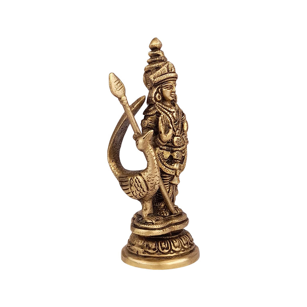ARTVARKO Brass Lord Murugan Kartikeya Murugana Kumaraswamy Karthikeya Standing Idol Swaminatha Skanda Murti Swami Ji Kartik Statue Subramanya 6 Inch
