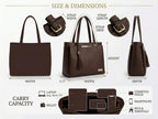 PAVILONN Women Tote Bag Ladies Handbag Shoulder Office Shopping Work Laptop PU Leather Brown Travel College Daily Use Designer Large Stylish Fashion Zipper Commuter Gift (BROWN 2)