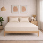 THE HOME STYLE Solid Cotton Feel Pillow Covers (18 x 28 inches, Set of 2 Pcs) | 300 TC | Super Soft & Smooth (Cream)