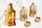 Craft Capital Hanging Metal Candle Tealight Holder Lantern Set, Gold