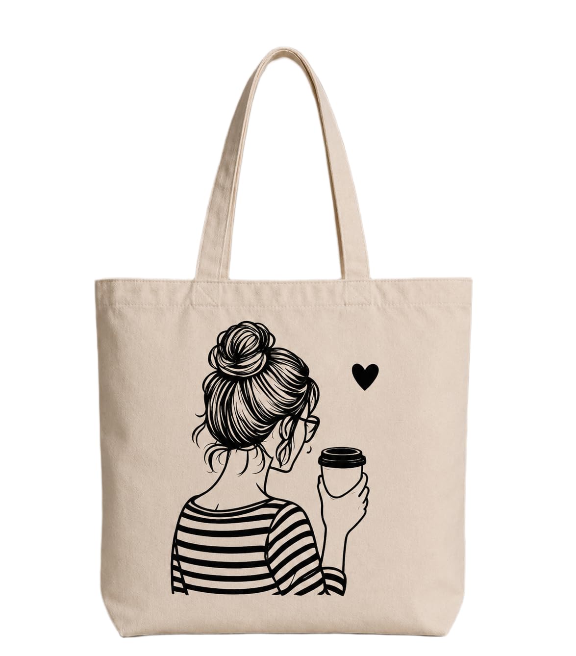 Supadaa Large Canvas Tote Bag For Women With Zipper Premium Cotton Shoulder Handbag Reusable Shopping Office College Travel Beach Grocery Bag (Black Girl)