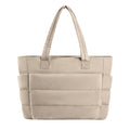 TS WITH TECHSUN Women's Laptop Tote Bag for Laptop, Lightweight Puffy Office Shoulder Handbag with Multiple Pockets, Water Resistant Work Bag for Office, Gym, Travel & Daily Use (16L) (Beige)
