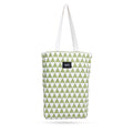 Blissowl Cotton Canvas Tote Bag with Zipper, Large Capacity Shopping Bags, Reusable Printed Bags for Grocery, Shopping, Work & Beach - White and Green (16.5 x 14.5Inch)