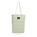 Blissowl Cotton Canvas Tote Bag with Zipper, Large Capacity Shopping Bags, Reusable Printed Bags for Grocery, Shopping, Work & Beach - White and Green (16.5 x 14.5Inch)
