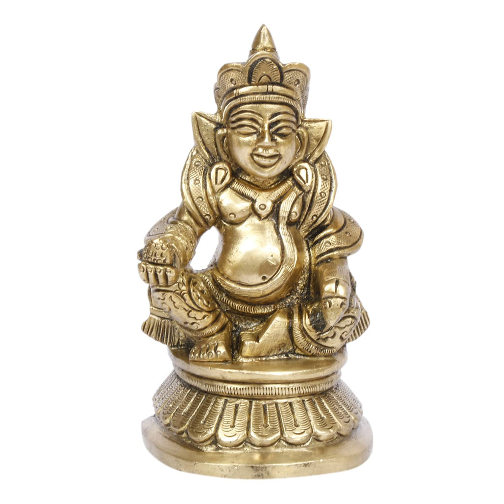 ARTVARKO™ Brass Lord of Treasure Wealth Maharaj Kuber Murti Statue for Tijori Locker Money Safe Kubera Idol for Maha Dosh Nivaran Prosperity Home Décor Height 4.5 Inch
