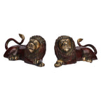 ARTVARKO Brass Lion Pair Statue for Vastu Shastra and Feng Shui Remedies for Home Decor Statue 7 Inches