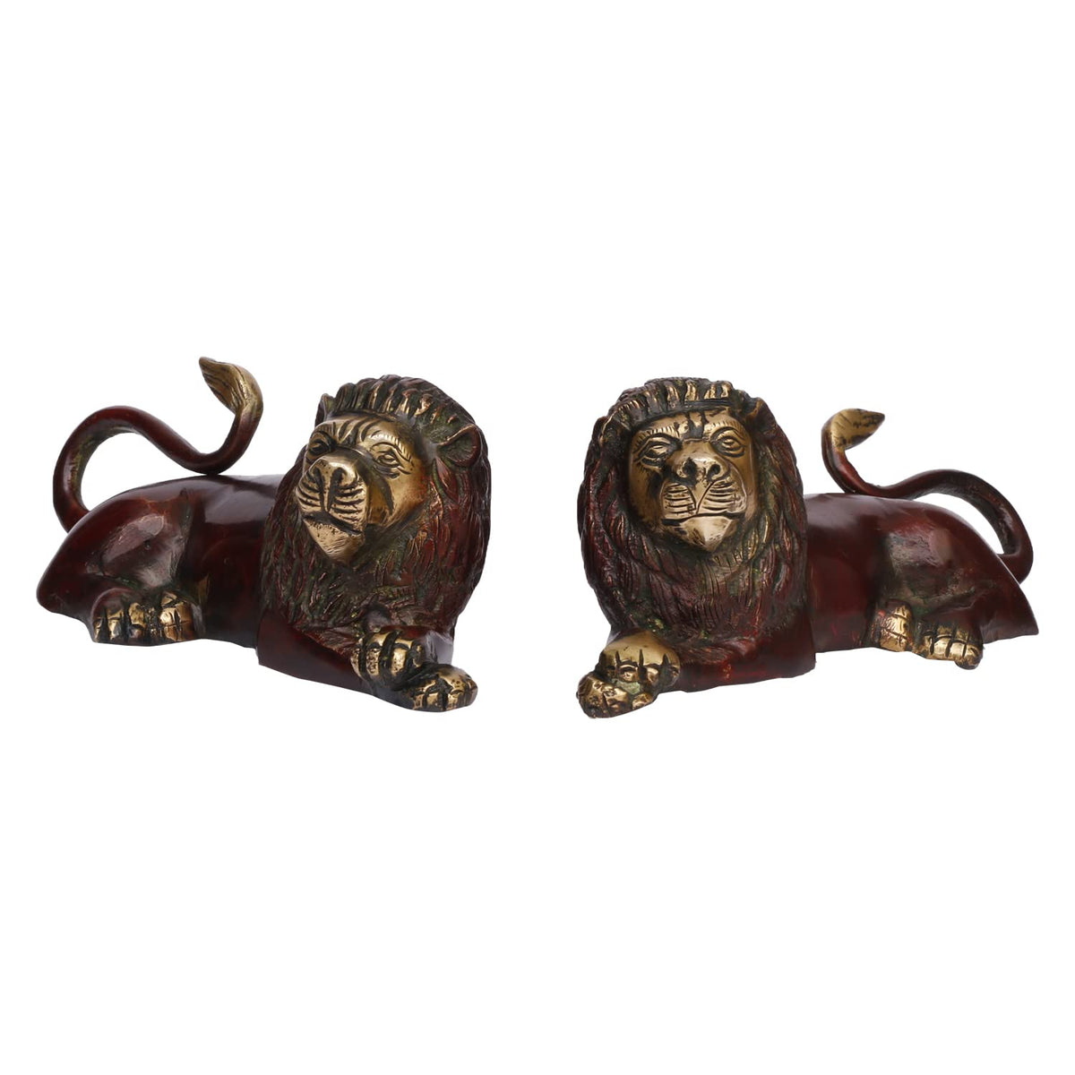 ARTVARKO Brass Lion Pair Statue for Vastu Shastra and Feng Shui Remedies for Home Decor Statue 7 Inches