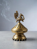 Kridaykraft Traditional Brass Dhoopdani for Pooja, Decorative Incense Burner with Peacock Design for Home Fragrance and Meditation