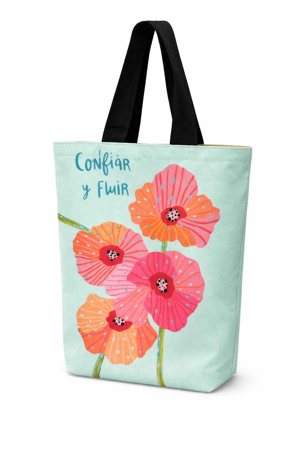 THE SACK CO. Canvas Tote Bags for Women with Zip, College Bag for Girls, 100% Organic Cotton Tote Bag for Shopping, Travel & beach bags for women (Flowers)