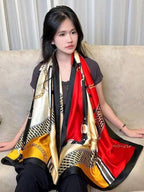 SWANKY Silk Stoles For Women Stylish Latest, Scarf for ladies & Girls, Head Neck Scarves, duppatta for girls (Red & Cream)