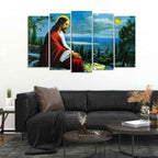 VIBECRAFTS Premium Wall Painting of Jesus Christ in Jerusalem Set of Five Pieces For Home|Office|Living Room|Gift (PTVC5Pcs2_6601)