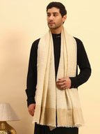 Pashmoda Men Golden Eclipse Reversible Zari Moonlight Fine Wool Stole (Size-28x80in, 71x203cm) MZSST03