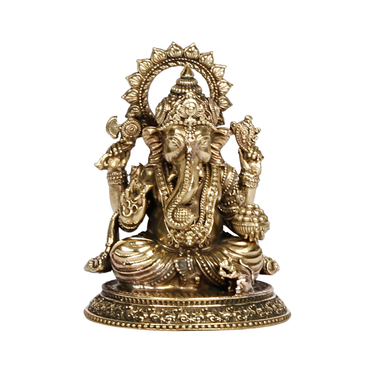 ARTVARKO Brass Ganesha Lord Ganesh Bhagwan Idol Ganpati Murti Statue for Home Office Entrance Decor Gift (Small 5x4x7 cm)
