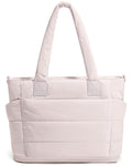 Puffer Tote Bag for Women Quilted Nurse Bag Lightweight Work Bag for Teacher Travel Handbag with Multiple Pockets, Z-large Beige, Large