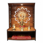 Royal Walnut Finish Wooden Pooja Mandir | Wall Mounted Home Temple with LED Lights & Spacious Storage | Premium Handcrafted Puja Unit (37.5 * 29 * 25 CM) (Large) A5