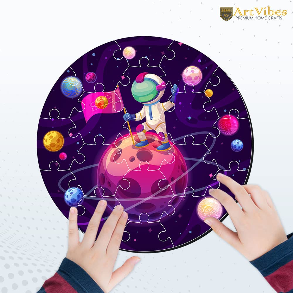 Artvibes Wooden Premium Astronaut on The Planet Puzzles for Kids | Puzzles for Kids Age 2 and 3 | 19 Piece Puzzles | Toddlers Wooden Puzzle | Fun Learning Brain Booster for Little Champions (PZ_703N)