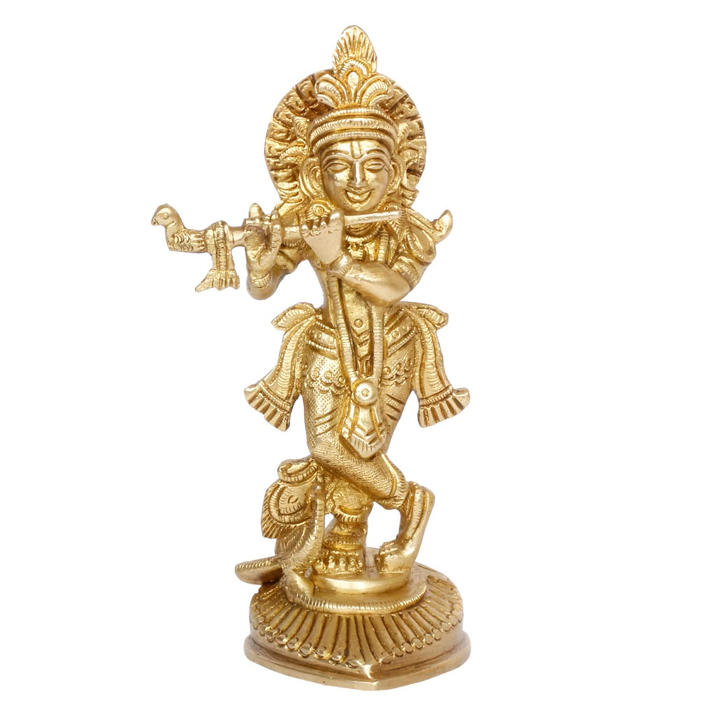 ARTVARKO Brass Krishna Kishan Thakurji Murti Idol Statue Sculpture for Home Office Temple Puja Gift 6.5 Inches