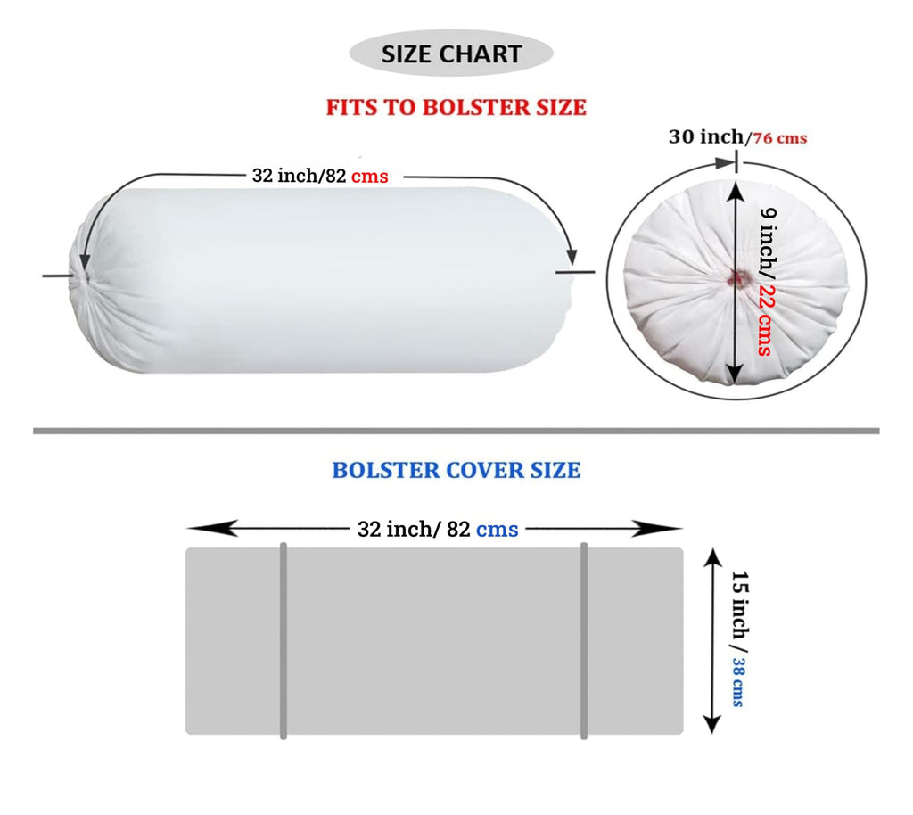 SAJAVAT HOME Red Check Bolster Pillow Cover Set of 2 | 32x15 Inch Side Cushion Covers with Adjustable Ties for Sofa, Couch, Bed & Diwan