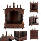 Kamdhenu Art and Craft Wooden Temple/Home Temple/Pooja Mandir/Pooja Mandap/Temple for Home (4P)