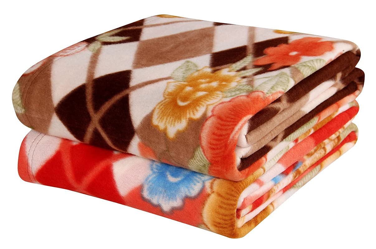 BSB Home All Season Multipurpose Polar Fleece Single Bed Printed Multicolor Light Weight Blanket (Set of 2, 225 X 152 cm) Kafalo