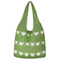 Zibuyu Crochet Heart Tote Bag, Cream Knit With Plush Charm for School