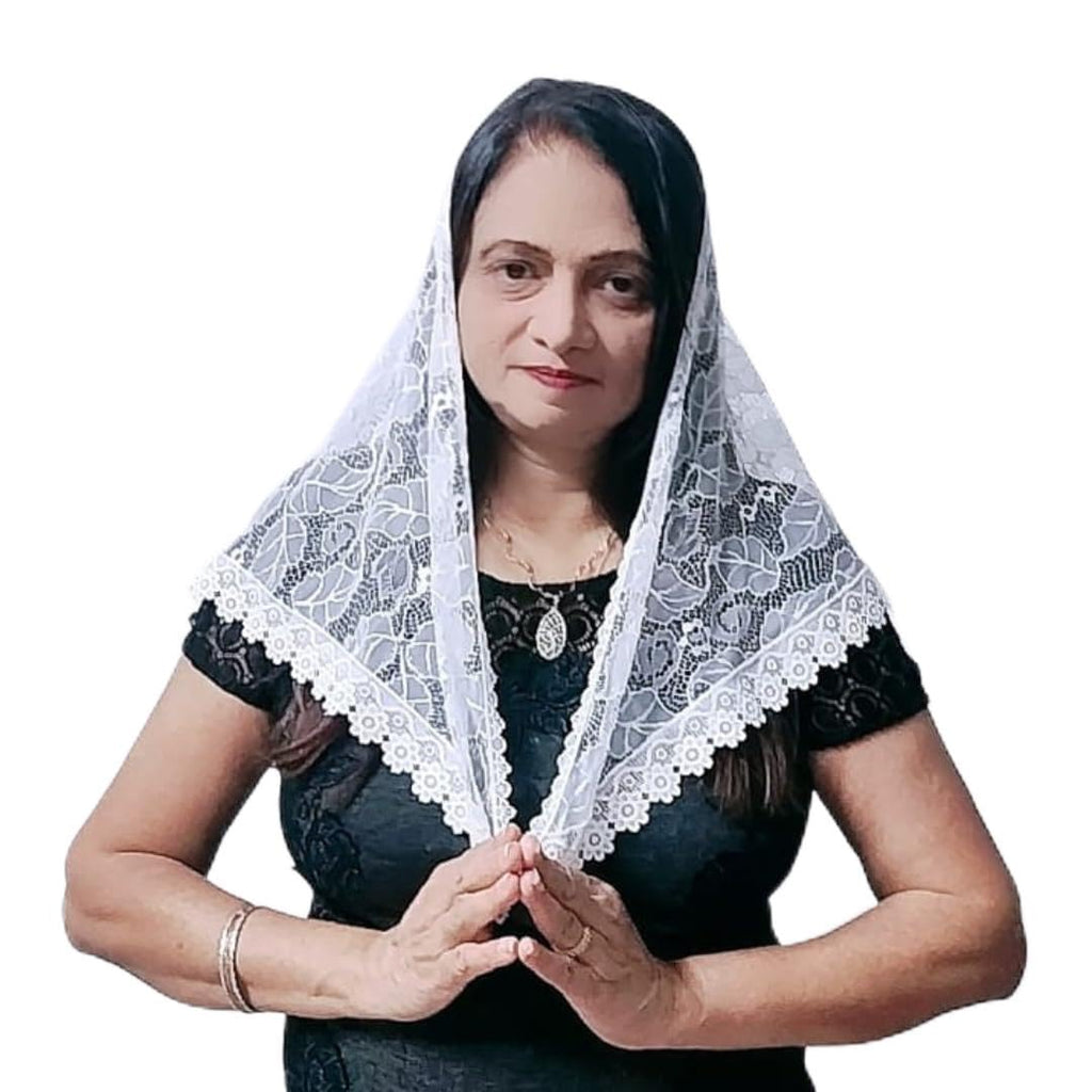 Devino Ora Elegant White Lace Triangle Scarf/Shawl, 1