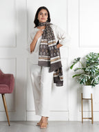 RAI SAHAB Women's Cotton Hand Block Printed Casual Stoles/Scarf(ST-84BLK10)