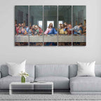VIBECRAFTS Last supper of Jesus 5 Pieces Canvas Wall Painting For Home|Office|Living Room|Gift (PTVC5Pcs4_8613NN)
