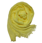 IBA ISBA COLLECTIONS Women's Crinkle Cotton Scarf, Stoles, Hijab (80 x 190 Cms) (Lemon)