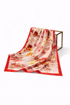 AMN Trendzz Satin Silk Scarf for Women, Stylish Satin Scarf 65×65 cm Square, Scarf for Women Elegant Head and Neck Accessory for Fashion, Travel and Gifting. (Red & Brown Floral – Warm Tones)