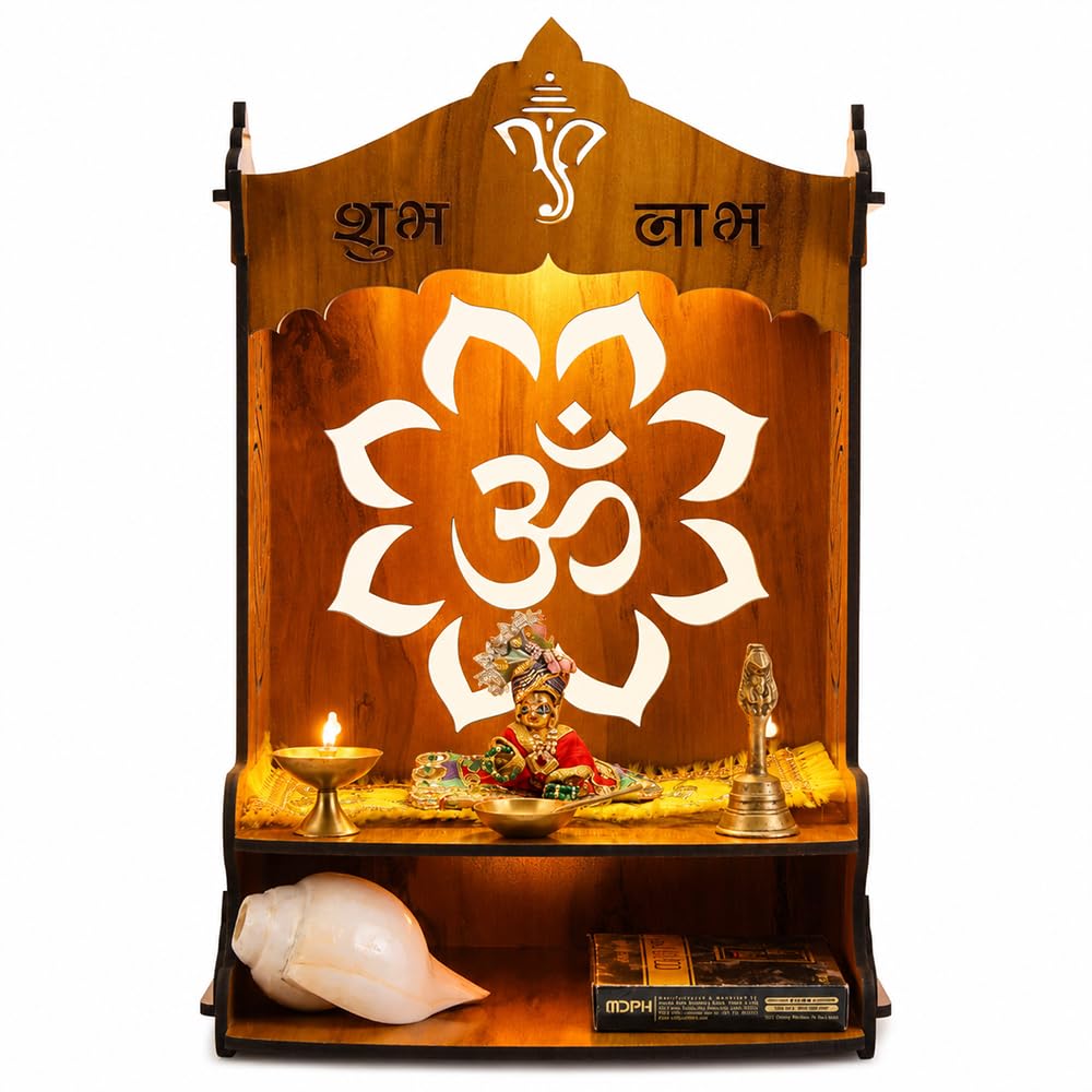Sehaz Artworks OM Pushp Puja Mandir for Home Big Size|Pooja Mandir-42x23 CM