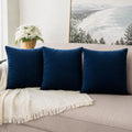 Khooti Velvet Cushion Cover, 20x20 | Blue | Pack of 3 | Solid Plain Soft & Smooth, Decorative Cushion Covers for Living Room, Bedroom, Couches, Chairs, Sofas, Beds & Home Decor