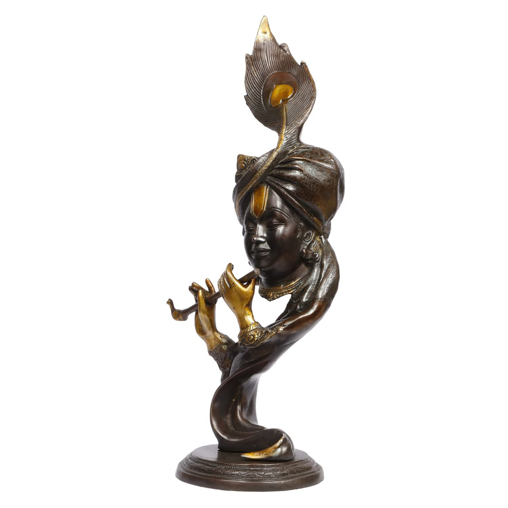 ARTVARKO Pure Brass Lord Krishna Bhagwan JI Playing Flute for Home Gallery Décor Idol Pooja Murti God Marriage Gift Height 20 Inch.