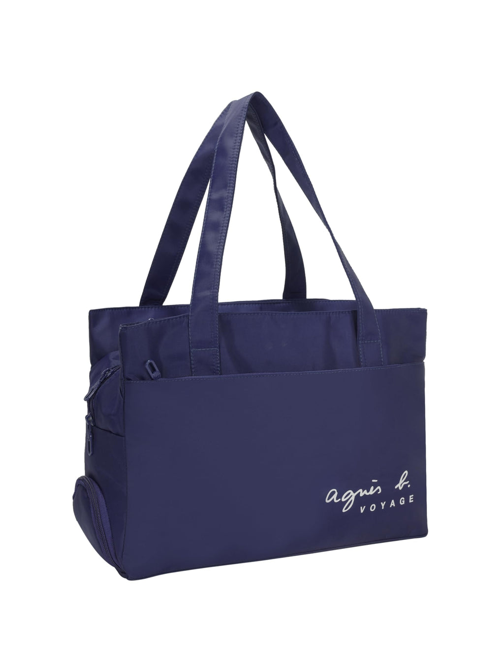 Pbs Creations Women’s Tote Bag | 3 Compartments | Bottle & Umbrella Pocket | Front, Back & Inner Zipper Pockets | Office, Travel & Shopping Handbag | Water-Resistant | 27 x 41 x 17 cm – Navy Blue