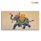 VIBECRAFTS Madhubani Art Elephant Premium Canvas Wall Painting With Frame for Living Room Drawing Room Home|Office|Gift (PTVCH_2212N)