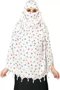 Vinsh Enterprise Cotton Long Scarf Cum Mask Scarves Usable for Vehicle Driver | White Printed Design | Universal Size | For Girl & Women | Soft & Breathable Sun Protection (FOOL PATI)