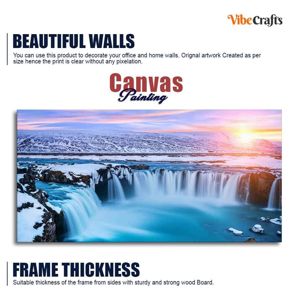 VIBECRAFTS Homcraft Canvas Paintings for Living Room Drawing Room Amazing afoss Waterfall in Winter Premium Canvas Wall Painting for Home|Office|Gift(PTVCH_2360N)