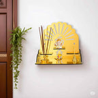 Fliptic Acrylic Wooden Gold Temple with Om Symbol DIY|Wall-Mounted Pooja Mandir,Shining Finish for Home,Office,Shop|Wall Mounted Medium Size Wooden Temple|Gold Colour|Do It Yourself,25 cm,25.5 cm