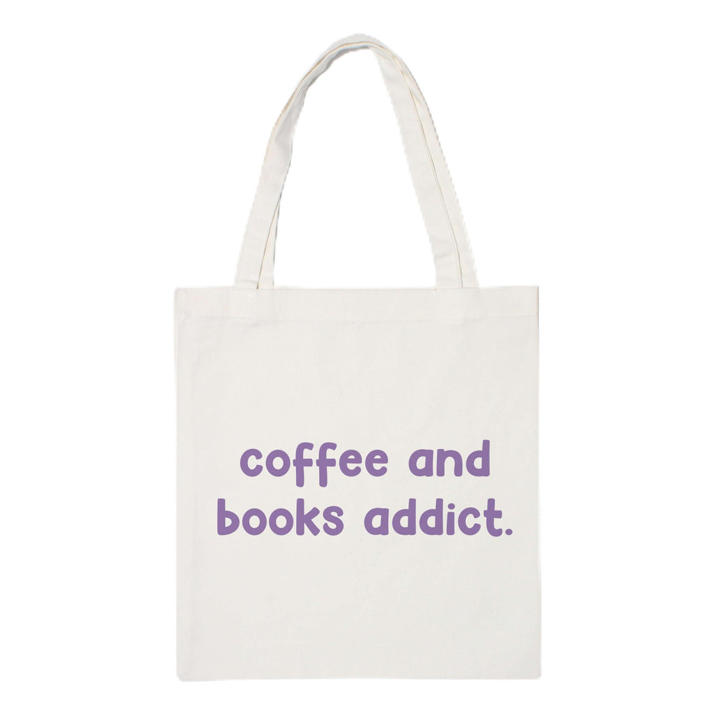 The Korhean Store Coffee and Books Addict Aesthetic Tote Bag for College, Travelling, Shopping, Office, Beach & Daily Use, Ecofriendly & Reusable, Premium Canvas Cotton