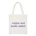 The Korhean Store Coffee and Books Addict Aesthetic Tote Bag for College, Travelling, Shopping, Office, Beach & Daily Use, Ecofriendly & Reusable, Premium Canvas Cotton