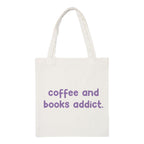 The Korhean Store Coffee and Books Addict Aesthetic Tote Bag for College, Travelling, Shopping, Office, Beach & Daily Use, Ecofriendly & Reusable, Premium Canvas Cotton