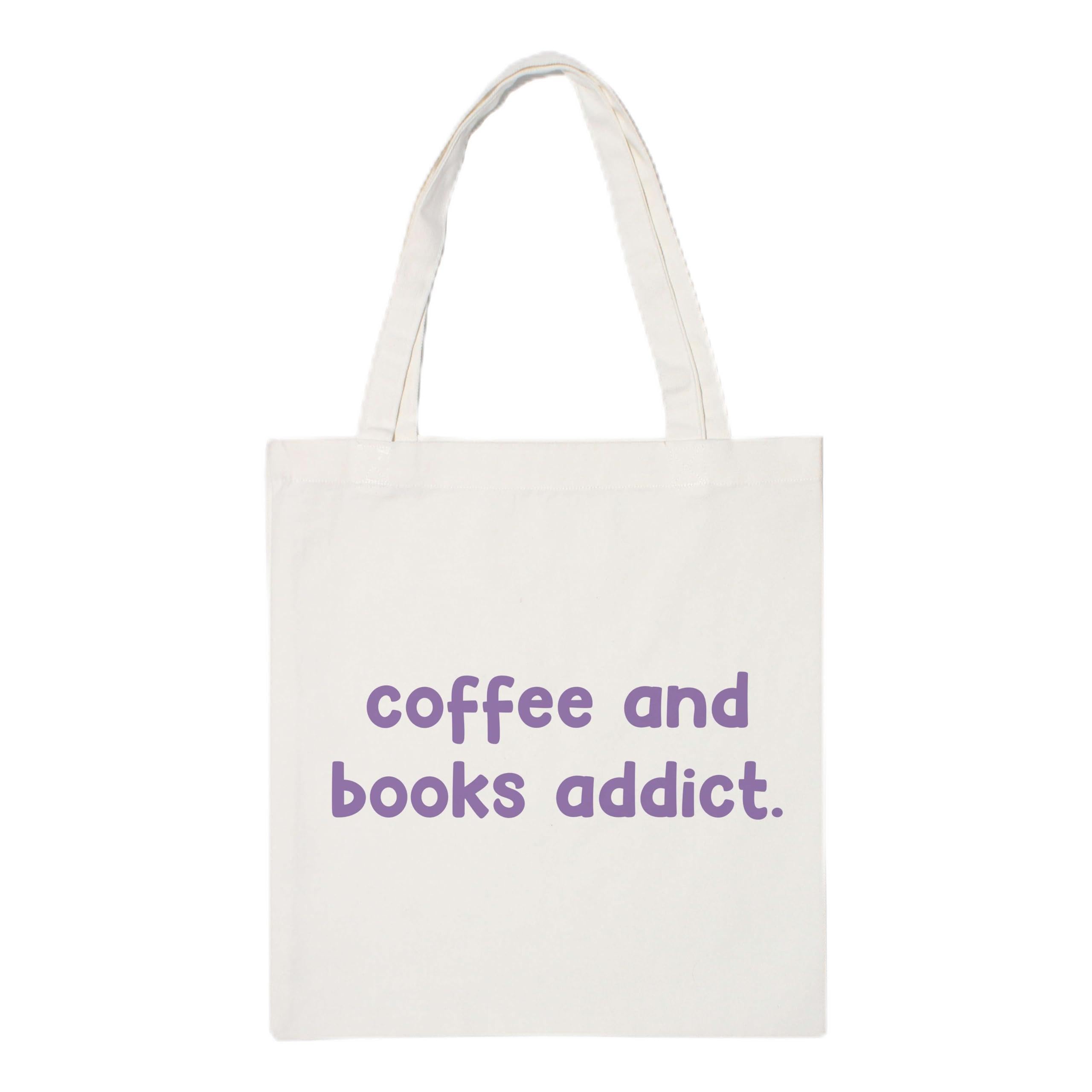 The Korhean Store Coffee and Books Addict Aesthetic Tote Bag for College, Travelling, Shopping, Office, Beach & Daily Use, Ecofriendly & Reusable, Premium Canvas Cotton