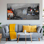 VIBECRAFTS Homcraft Canvas Paintings for Living Room Drawing Room Lake View Nature Scenery Canvas Wall Painting Fitted With Wooden Frame For Home | Office | Living Room | Gifts (PTVCH_2538N)