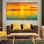 VIBECRAFTS Beautiful Sunset Horizon Five Pieces Canvas wall Painting For Home|Office|Living Room|Gift (PTVC5Pcs4_8589)