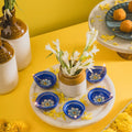 ATRANGI STUDIO Jasmine Blue Pottery Diya - Set of 10 | Handcrafted Decorative Oil Lamps | Colourful diyas for Puja Rituals, Festive Decoration | Perfect for Rangoli, Traditional Lighting (Blue)